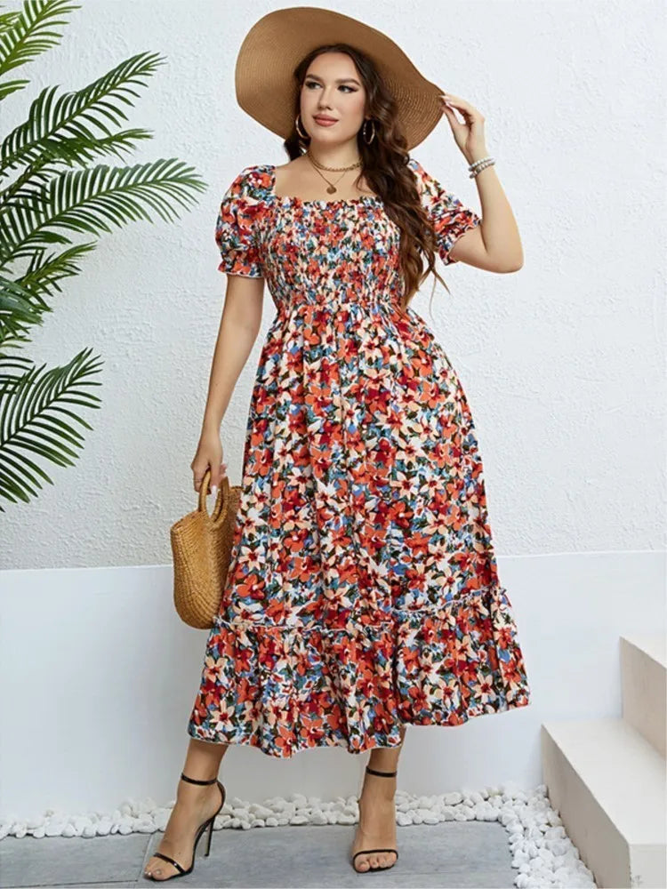 Robe de plage à fleurs style bohème